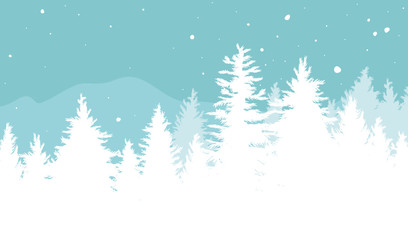 Fototapeta na wymiar Christmas background design of Fir trees with snow falling in the winter vector illustration