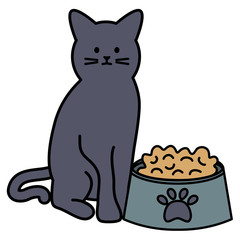 cute cat mascot with dish food