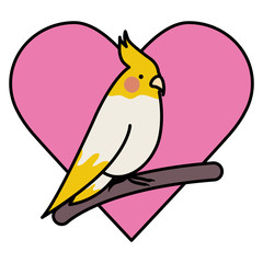 cute little bird adorable mascot with heart