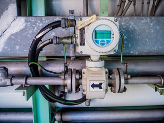 Flow transmitter of Vertex type for monitoring and control flow of water in industry zone at power plant.