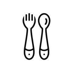 Black line icon for training spoon & fork 