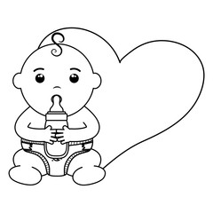 cute little baby boy with bottle milk