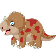 Cute triceratops cartoon on white background © tigatelu