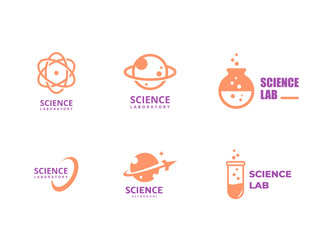 Science logo template, laboratory vector logo bundling, science emblem