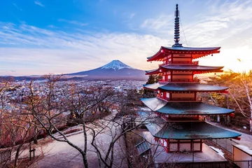 Papier peint adhésif Mont Fuji Fuji Mountain.Chureito Pagoda Temple,Japan