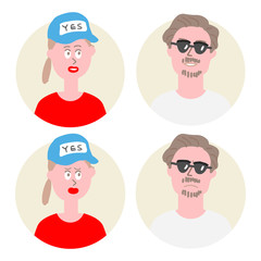 男性と女性のイラスト　夏