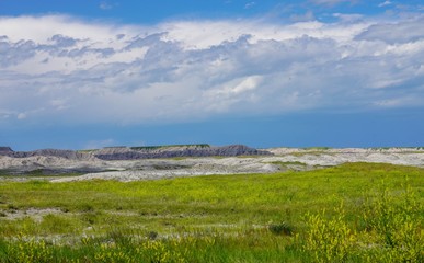 Dramatic Stormy Sky over Badlands in South Dakota