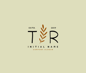 T R TR Beauty vector initial logo, handwriting logo of initial signature, wedding, fashion, jewerly, boutique, floral and botanical with creative template for any company or business.