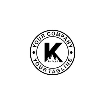 mountain initial K emblem logo design