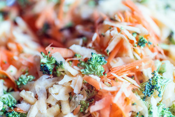 Salad with broccoli, carrots and turnips