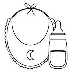 baby bib with milk bottle icons