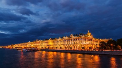 St. Petersburg, timelapse view of the Hermitage, the Winter Palace