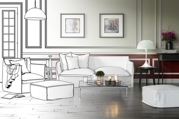 Casual Furnishing Presentation (drawing) - 3d illustration