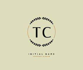 T C TC Beauty vector initial logo, handwriting logo of initial signature, wedding, fashion, jewerly, boutique, floral and botanical with creative template for any company or business.