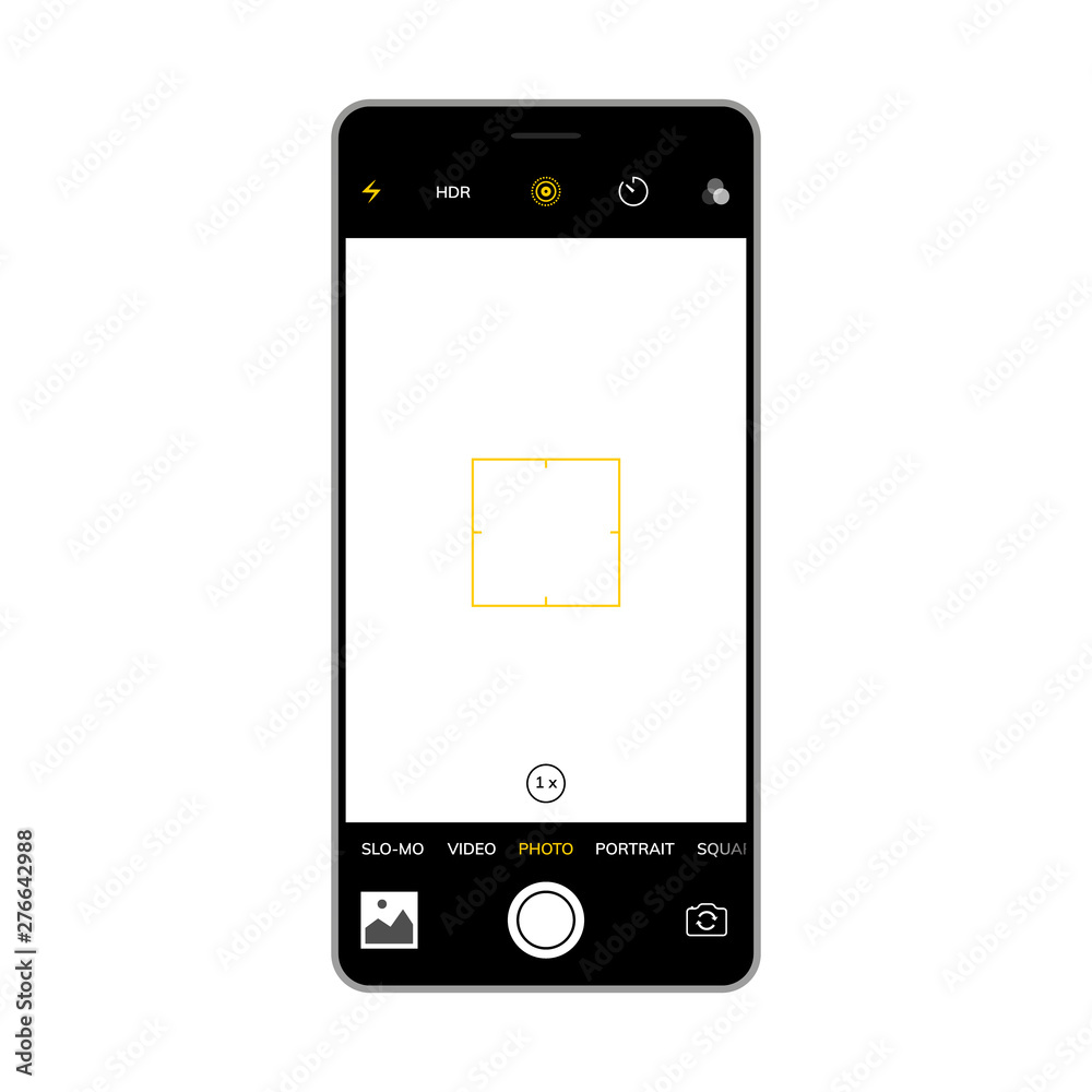 Wall mural camera screen phone mobile interface app. smartphone photo viewfinder ui template design
