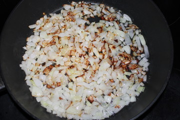 fried onions in a pan until Golden brown