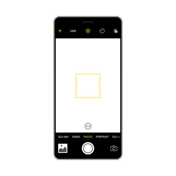 Camera screen phone mobile interface app. Smartphone photo viewfinder ui template design