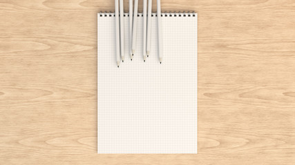 Notebook with white pencils