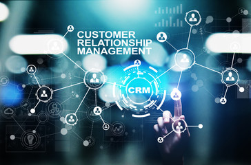 CRM - Customer relationship management automation system software. Business and technology concept.