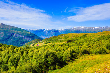 Mountains landscape. Norwegian scenic route Aurlandsfjellet