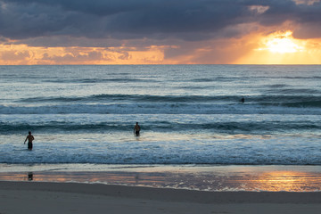 Fototapeta na wymiar Early morning swim on the Gold Coast, Queensland, Australia