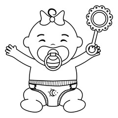 cute little baby girl with maracas