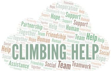 Fototapeta premium Climbing Help word cloud. Vector made with text only.