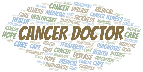 Cancer Doctor word cloud. Vector made with text only.