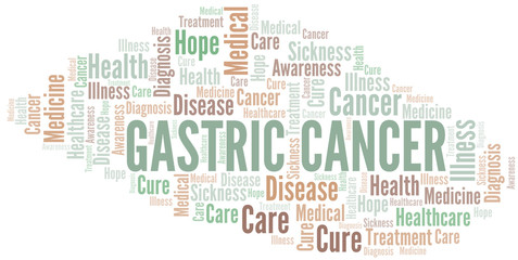 Gastric Cancer word cloud. Vector made with text only.