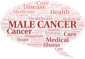 Male Cancer word cloud. Vector made with text only.