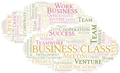 Obraz premium Business Class word cloud. Collage made with text only.