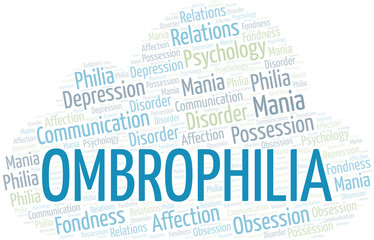 Ombrophilia word cloud. Type of Philia.