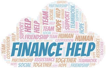 Obraz premium Finance Help word cloud. Vector made with text only.