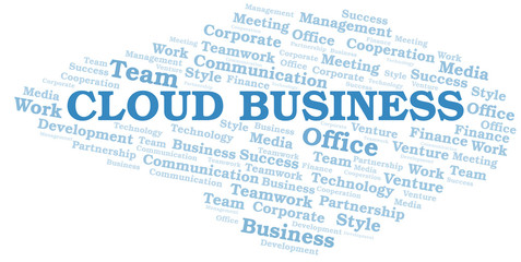 Cloud Business word cloud. Collage made with text only.