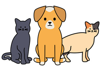 Plakat cute cats and dog mascots adorables characters