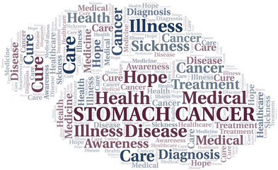 Stomach Cancer word cloud. Vector made with text only.