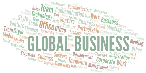 Global Business word cloud. Collage made with text only.