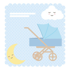 baby cart trolley with moon and cloud kawaii