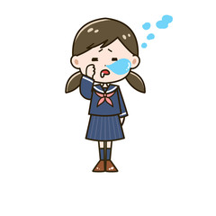 眠そうな女の子　ポーズ　イラスト