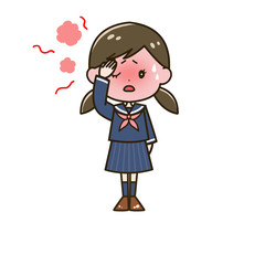 発熱　女の子　ポーズ　イラスト