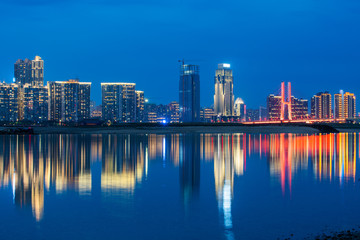 Obraz premium bird view of Fuzhou city at night