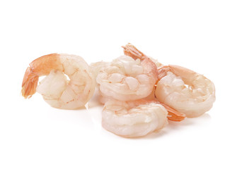 Cooked shrimps isolated on white background