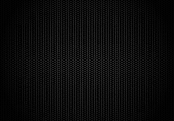 Hexagon dark background. Black honeycomb abstract metal grid pattern technology wallpaper