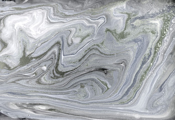 Fototapeta premium Beige marbling pattern. Golden powder marble liquid texture.