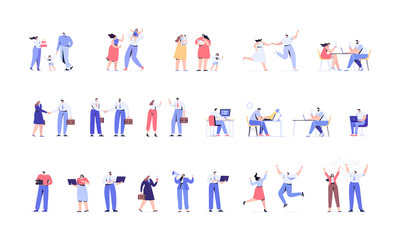 Men and women kit. Young people vector set. Crowd. Different people. Flat vector characters isolated on white background.	