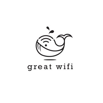 big whale wifi logo vector icon ilustration