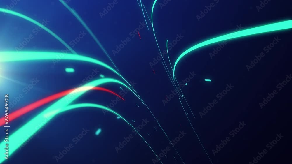 Poster light streaks fly through glow line technology background data center running concept