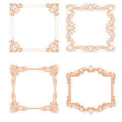 Set of Decorative vintage frames and borders set,Gold photo frame for picture