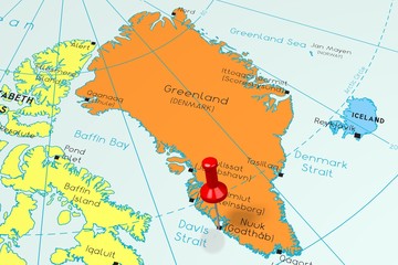 Greenland, Nuuk - main city, pinned on political map © PX Media