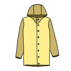 Raincoat sketch, hand drawing. Outline with different colors on white background. Vector illustration